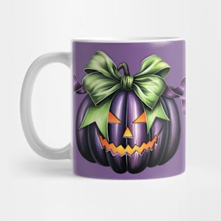 Halloween Pumpkin Face with Big Bow character illustration Mug